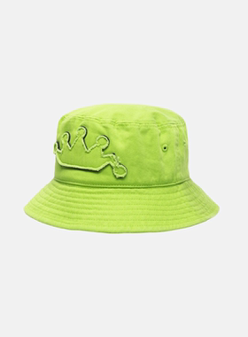 STUSSY BUCKET HAT CROWN APPLIQUE 皇冠渔夫帽纯色贴布盆帽