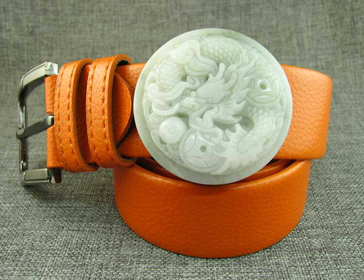 送证书独山玉龙皮带扣腰扣 金钱龙男士腰带玉挂件腰佩腰牌腰饰坠