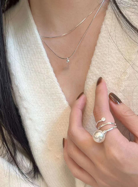 简约小圆球双层项链女小众设计高级感叠戴锁骨链2024年新款爆款