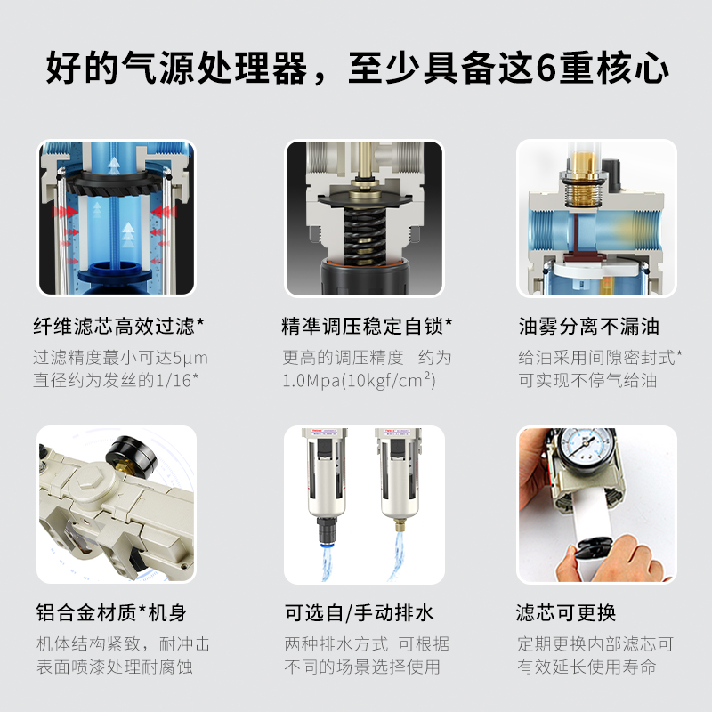 TWSNS台氣山耐斯油水分离器过滤器自动排水气源处理二联件调压阀 - 图1