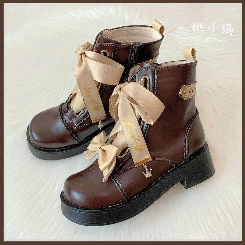 断码清仓现货 玫瑰骑士马丁靴lolita短靴女靴子甜美厚底桃小坞,淘宝优惠券,粉丝福利购,淘宝优惠卷