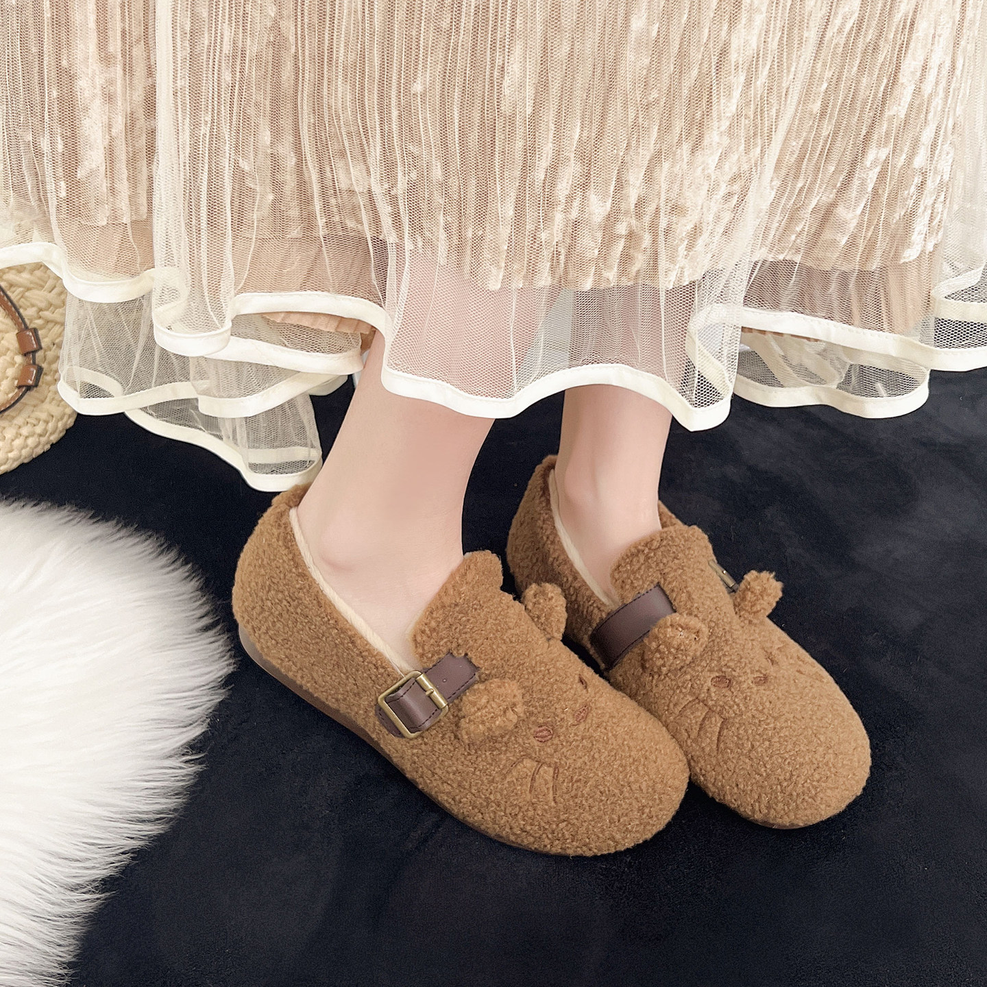 网红棉鞋女冬季新款包跟棉鞋室内豆豆鞋外穿加绒加厚保暖毛毛棉鞋,淘宝优惠券,粉丝福利购,淘宝优惠卷