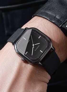 Fashion Square Minimalist Men's Quartz Watch Casual Leather