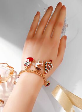 1Pcs Women Fashion Chistmas Cham Bacelet Women Enamel Xmas