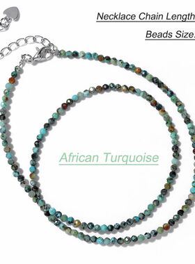 2mm Natual Stone Beads Necklace Simple Female Women