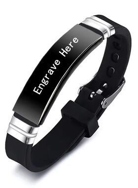 Personalized Engraved Name Letter Logo Bracelet Stainless