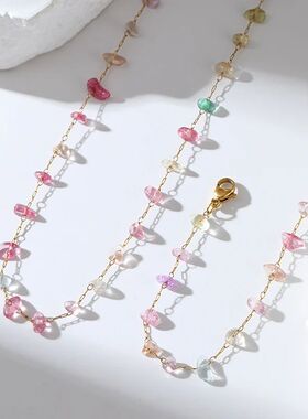GANEMLY 316L Stainless Steel Colored Acrylic Stone Necklace