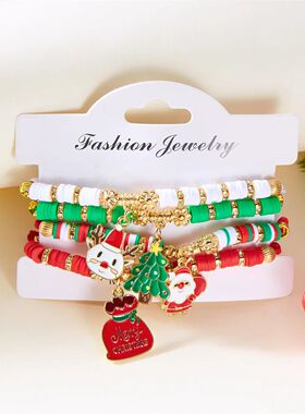 4Pc/Set Mey Chistmas e Santa Claus Bacelet Fo Women Xmas