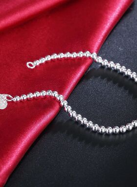 Chistmas gifts cham 925 Steling Bacelet 4MM beads chain fo