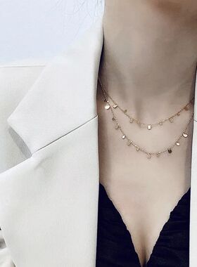 316L Simple stainless steel ound  hanging piece necklace