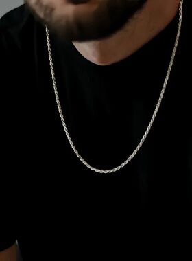 2mm Men Silve Colo Twisted Twist Chain Necklace Simple