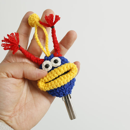 Cartoon Cute Hand-woven Sausage Mouth Key Bag Wool - 图2