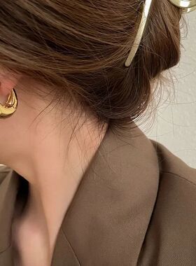 Stainless Steel Smooth Metal Chunky Hoop Earrings For Women
