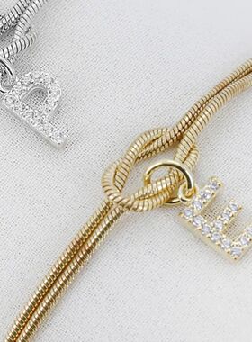 Letter A-Z Love Knot Bracelets for Women Couple 18K Gold