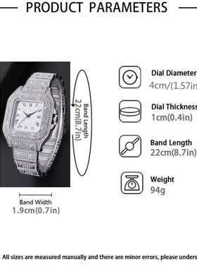 Classic Luxuy Business Men's Steel Stap Squae Roman Scale