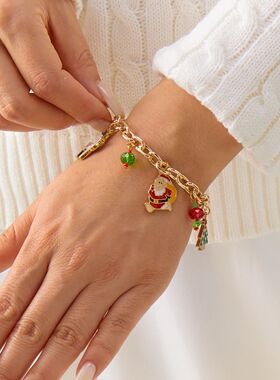 Cute Chistmas Santa Elks Pendant Bacelet fo Women Men