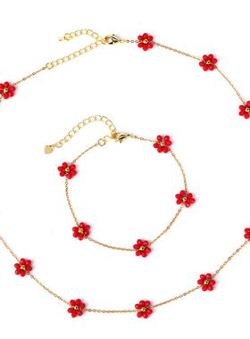 Watepoof Stainless Steel Gold Plated Chain Rainbow Beaded
