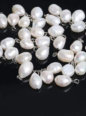 10Pcs/Lot  Natural Pearl Charm  Stainless Steel Jewelry