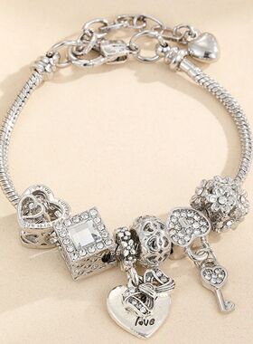 1PC Women'sMulti Element Beaded Love Pan Family Bracelet
