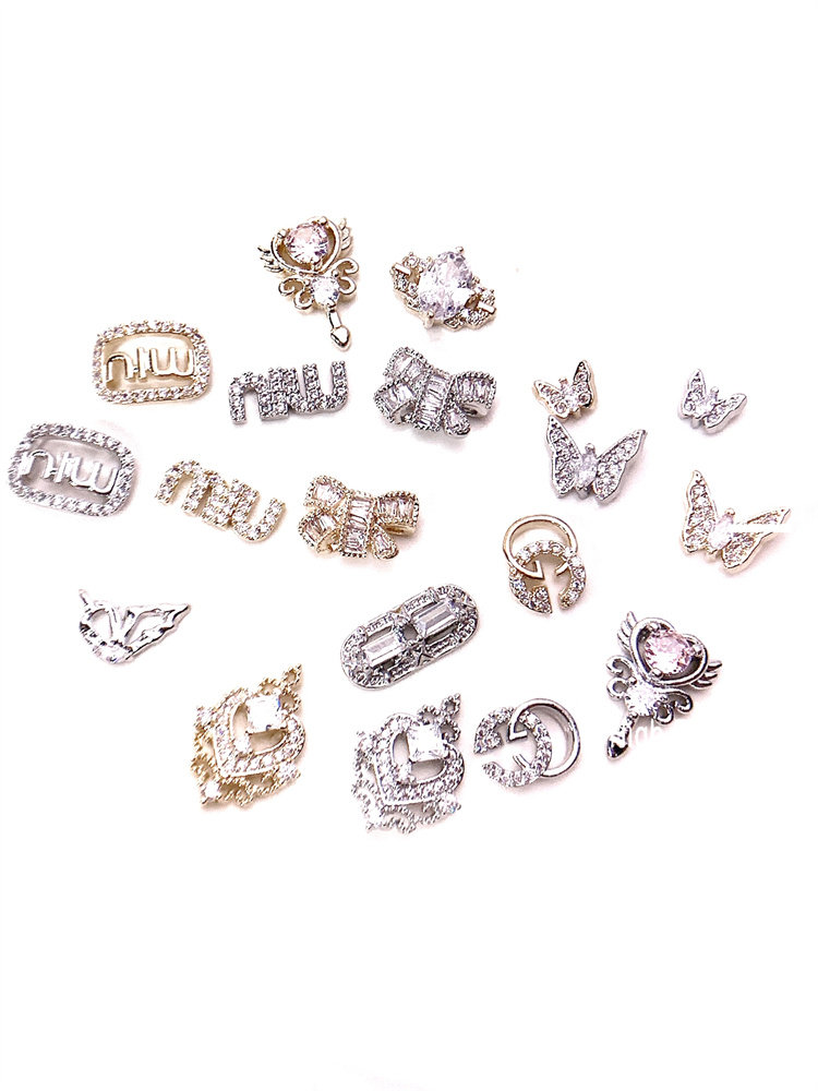 D152-170锆石爱心吊坠蝴蝶金银色美甲美甲钻链条保色流苏饰品钻饰,淘宝优惠券,粉丝福利购,淘宝优惠卷