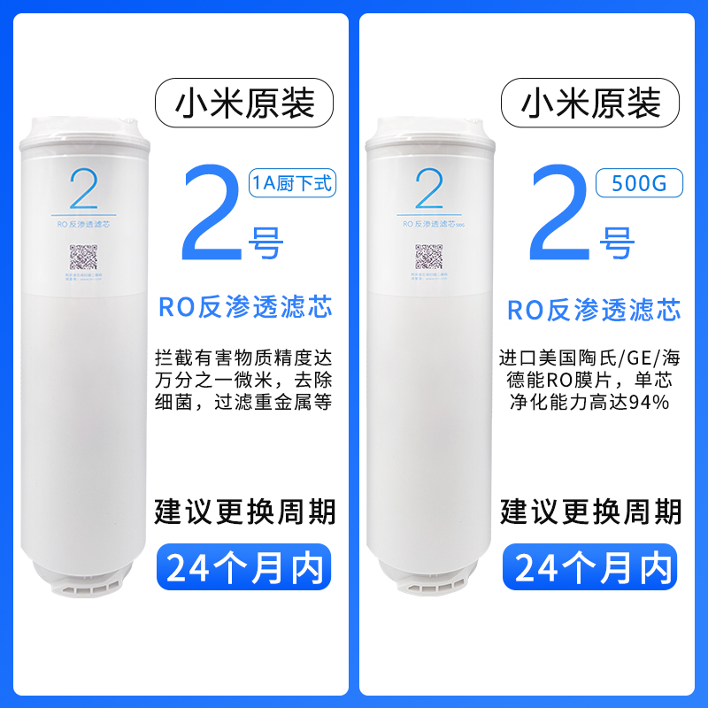 小米净水器滤芯1A/400G增强版3in1复合滤芯RO反渗透400/500厨下式 - 图1