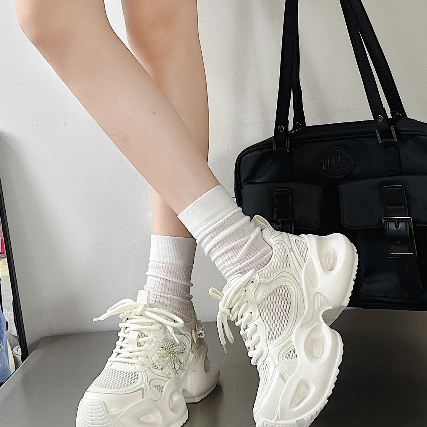 嘉俪多女休闲老爹鞋欧美牛皮网松糕底圆头系带深口2025新款春季,淘宝优惠券,粉丝福利购,淘宝优惠卷