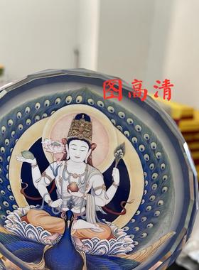 结缘孔雀明王佛母画像水晶摆件工艺品桌面摆设可搭配发光灯座