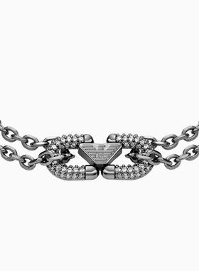 阿玛尼男士双层链条鹰标密镶手链