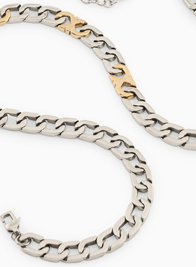 阿玛尼男士钢质撞色古巴链项链