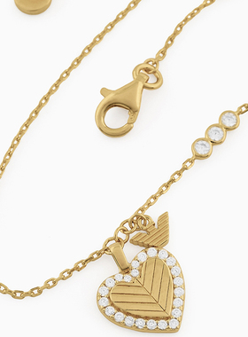 阿玛尼女士复古金色密镶心形手链