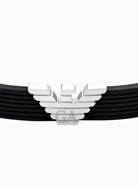 阿玛尼男士磁扣条纹硅胶撞色手链