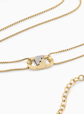 阿玛尼男士互锁双链璀璨密镶项链