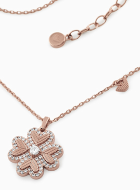 阿玛尼密镶幸运芯四叶草项链