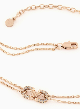 阿玛尼女士双层鹰标环扣密镶项链