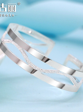 光面宽版小众女9999足银纯银手镯