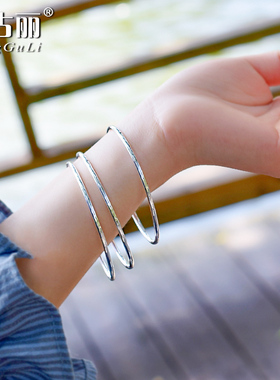 光面实心闭口组合纯银手镯