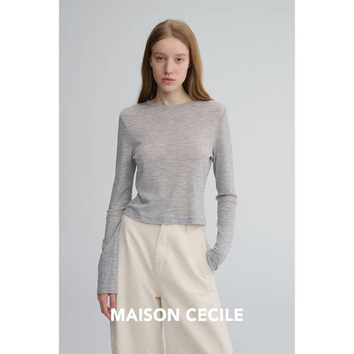 MAISON CECILE 三色|全羊毛软糯亲肤舒适保暖修身正肩针织打底 - 图0