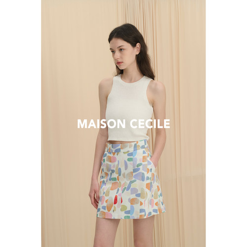 MAISON CECILE法国设计师做图du家趣味印花半身裙 - 图1