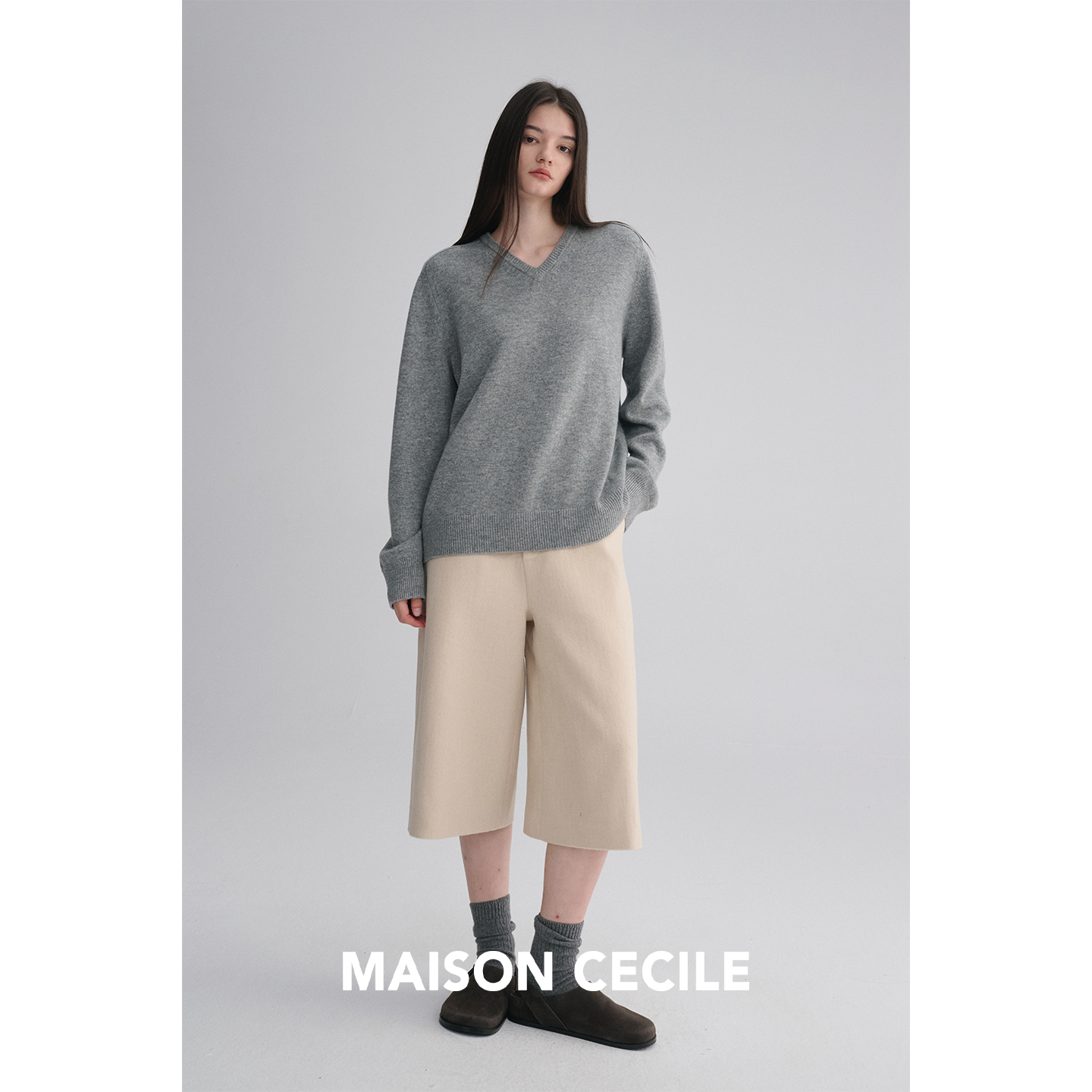 MAISON CECILE 四色|羊毛毛呢复古随性时髦显比例六分阔腿中裤,淘宝优惠券,粉丝福利购,淘宝优惠卷