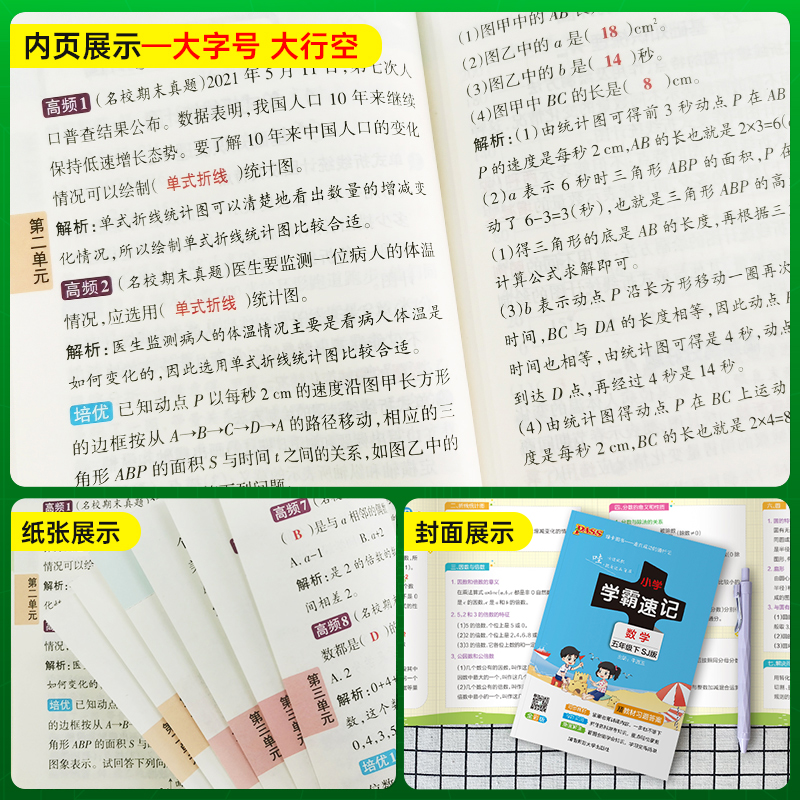 2024新版小学学霸速记五年级下册数学苏教版知识点汇总速查速记知识点提要同步解读复习知识点考试前背诵便携工具书PASS绿卡图书-图2