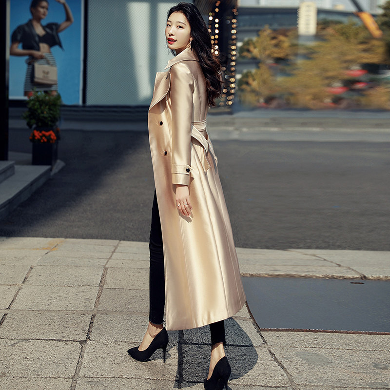 坠感女中长款英伦风高端大气秋风衣 蔚歌风衣