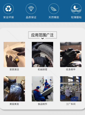 一次性手套黑色防护手指套防水美容纹绣美发家居清洁专用大小号