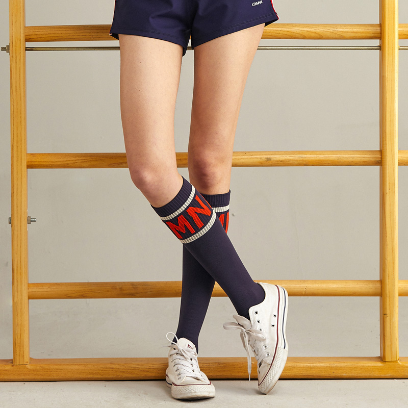 gymna复古长筒透气专业运动压缩袜马拉松跑步小腿高筒瑜伽长袜女 - 图0