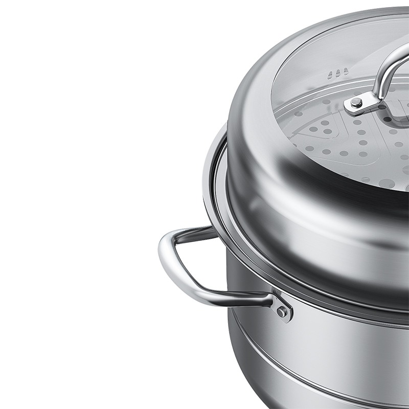 【门店发货】康巴赫欧式不锈钢双层蒸锅套装28cm KBH28TB2 - 图0