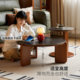 Genji Muyu all solid wood slate coffee table living room medieval round tea table home retro tea table combination round table