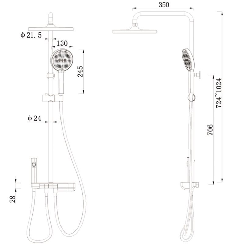 希箭卫浴HOROW  0417奶白置物钢琴按键四功能花洒O2O - 图3