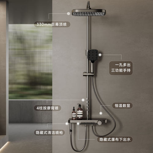 希箭（HOROW）0436MAX系列圆管背喷大置物恒温花洒O2O - 图2