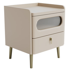 顾家家居（KUKA）奶油风床头柜卧室柜子双抽储物精致小巧DS7906G