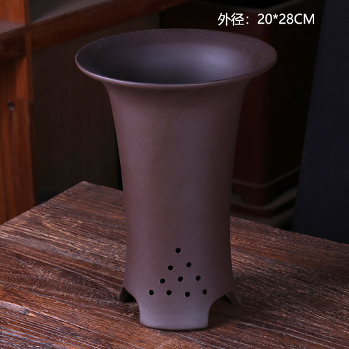 蔓木人紫砂宜兴紫砂花盆兰花盆古典素面桌面建兰春兰红黄黑紫四款 - 图1