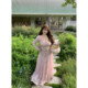 Dese's soft candy temperament pure lust style suit sexy slim suspender long-sleeved cardigan high-waisted floor-length skirt